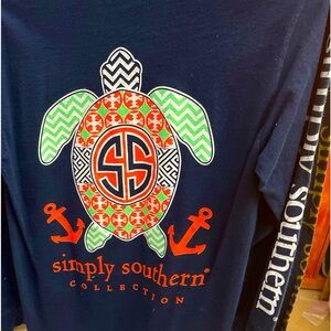 Simply Southern navy long sleeve with turtle…